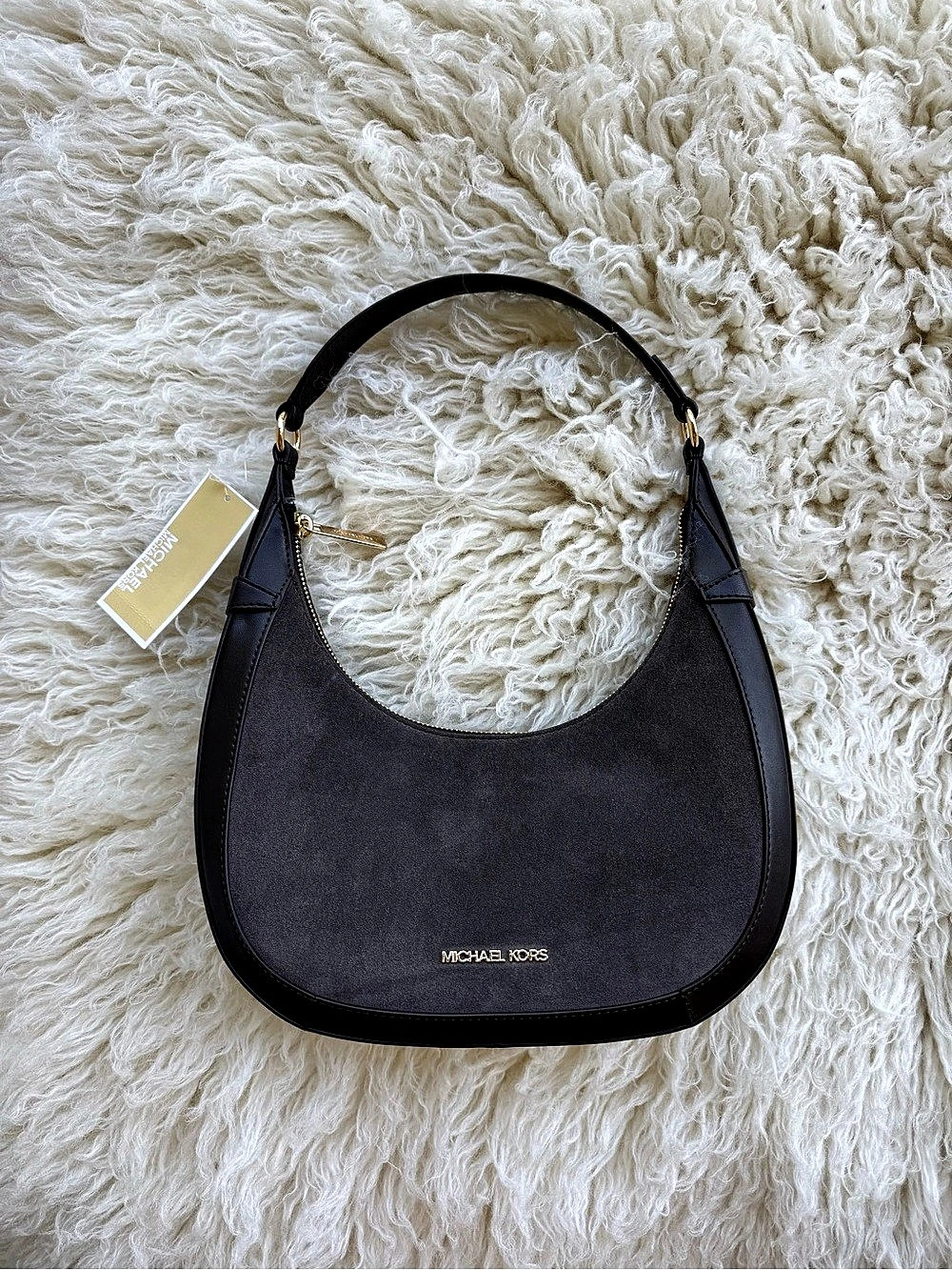 Michael Kors Preston Small Suede Leather Hobo Shoulder Bag Chocolate NWT
